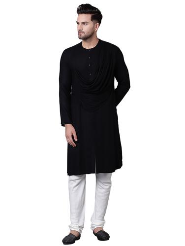 black rayon kurta pyjama set - 15729249 - Very Small Image - 1