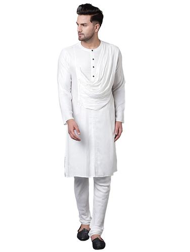 white rayon kurta pyjama set - 15729250 - Very Small Image - 1