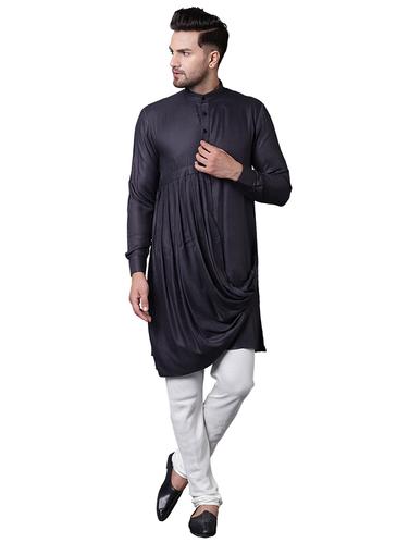 grey rayon kurta pyjama set - 15729253 - Very Small Image - 1