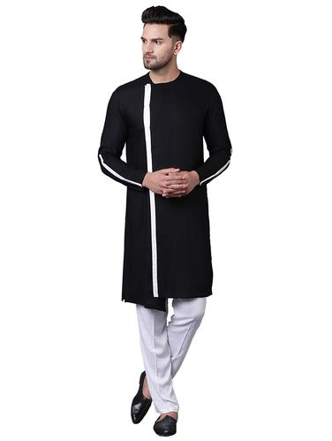 black rayon kurta pyjama set - 15729262 - Very Small Image - 1