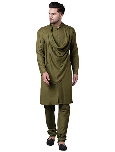 green rayon kurta pyjama set - 15729264 - Very Small Image - 1