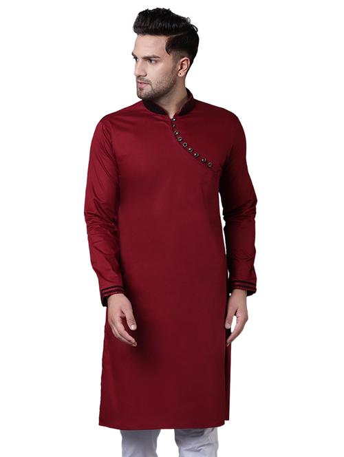 red cotton long kurta - 15729271 - Standard Image - 1