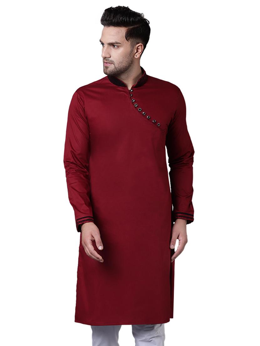red cotton long kurta - 15729271 - Zoom Image - 1