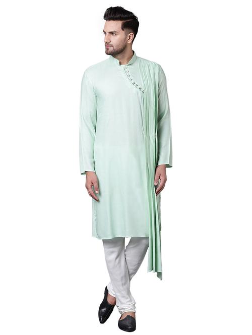 green rayon long kurta - 15729276 - Standard Image - 1