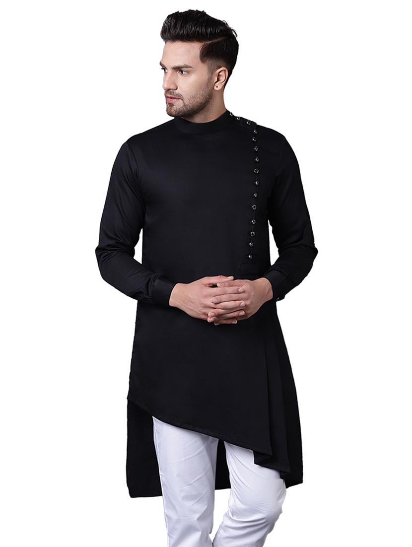 black solid asymmetric kurta - 15729282 - Zoom Image - 1