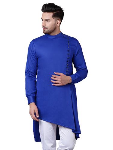 blue cotton asymmetric kurta - 15729284 - Very Small Image - 1