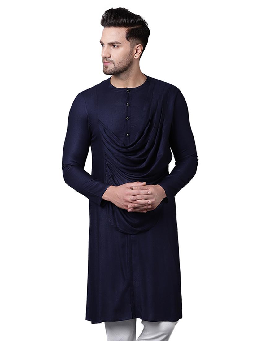navy blue rayon long kurta - 15729296 - Zoom Image - 1