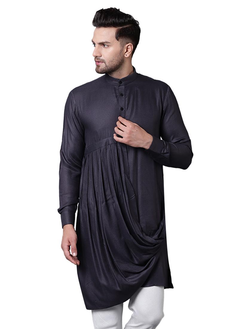 grey rayon long kurta - 15729298 - Zoom Image - 1