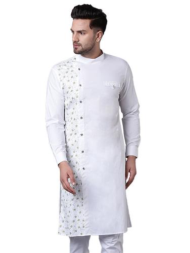 white cotton long kurta - 15729305 - Very Small Image - 1