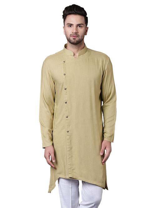 green rayon asymmetric kurta - 15729306 - Standard Image - 1