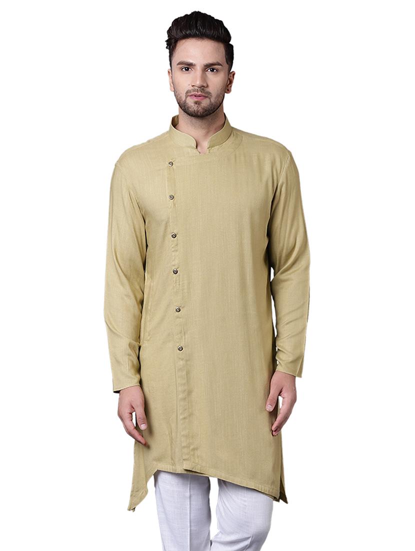 green rayon asymmetric kurta - 15729306 - Zoom Image - 1