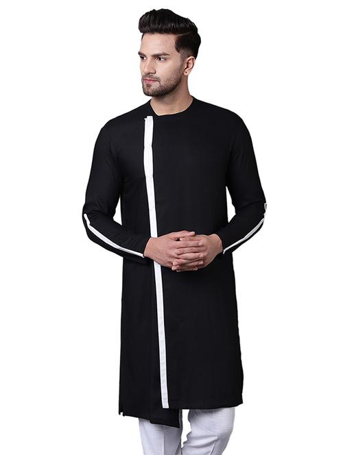 black rayon asymmetric kurta - 15729307 - Standard Image - 1