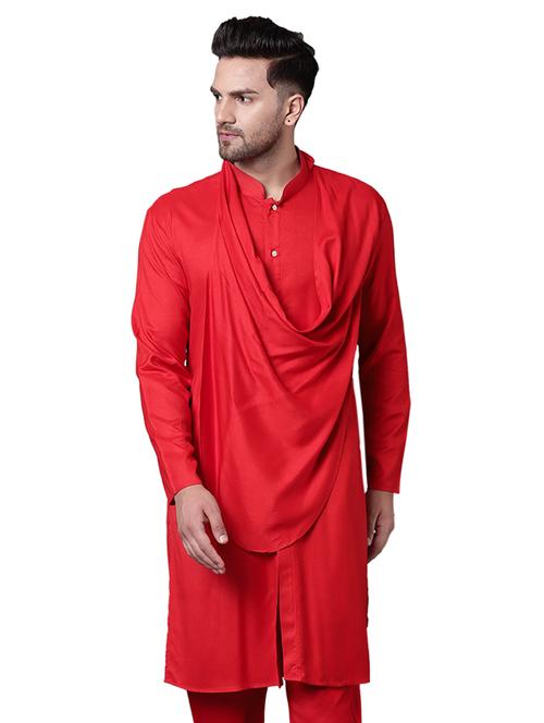red rayon long kurta - 15729310 - Standard Image - 1