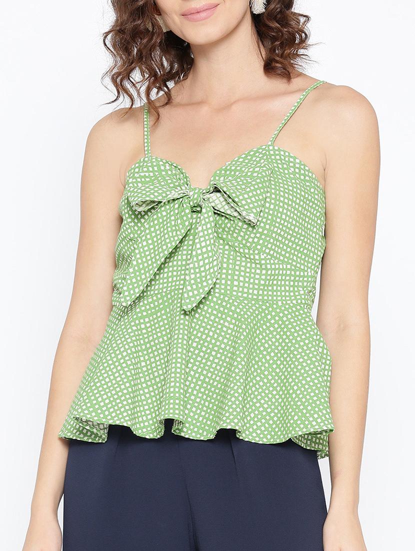 bow detail peplum top - 15729376 - Zoom Image - 1