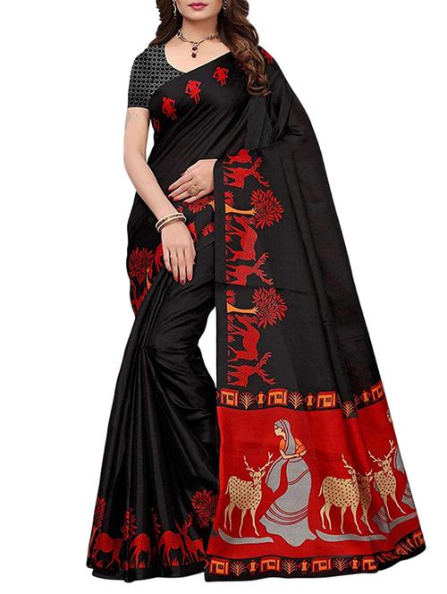 graphic printed saree with blouse - 15729398 - Standard Image - 1