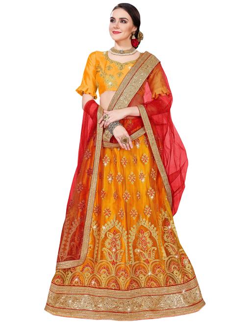 Embroidered a-line lehenga - 15729415 - Standard Image - 1