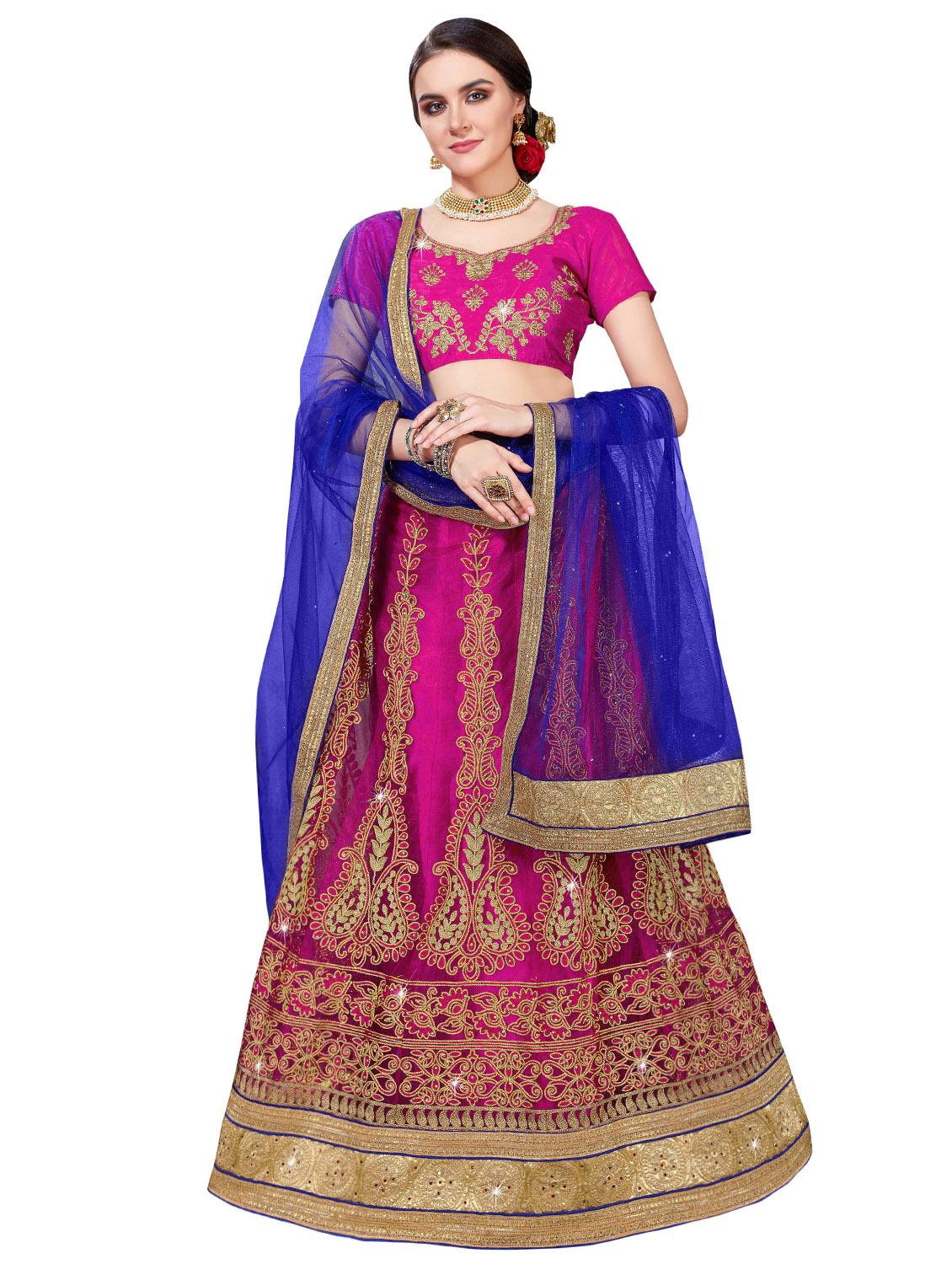 Gold embroidered a-line lehenga - 15729419 - Zoom Image - 1