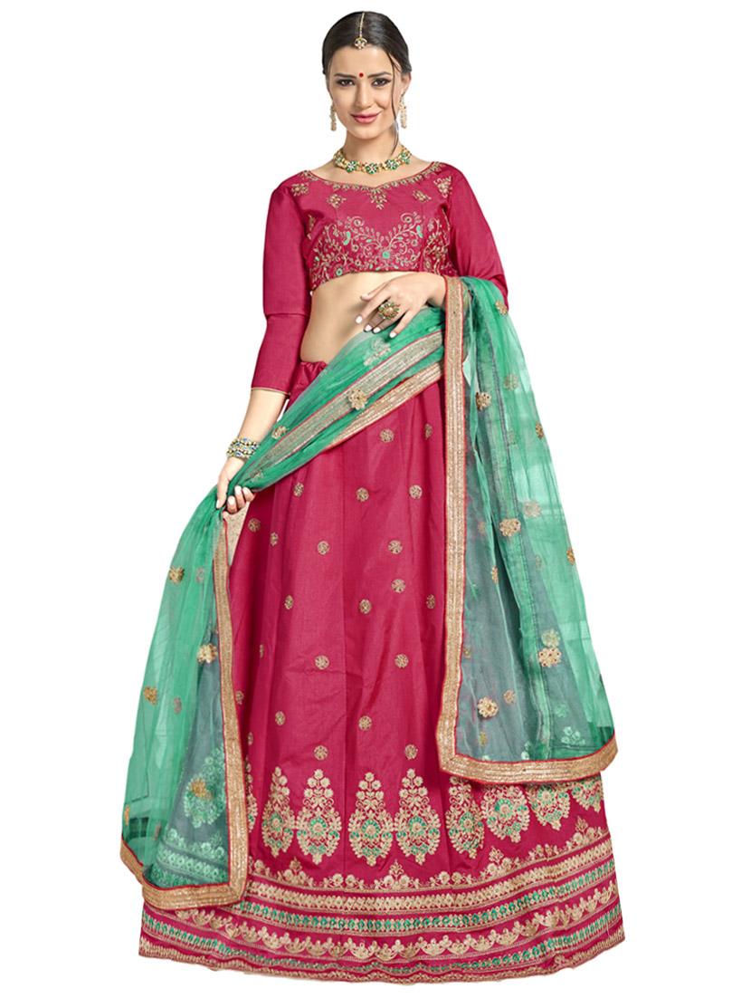 Gold embroidered a-line lehenga - 15729435 - Zoom Image - 1