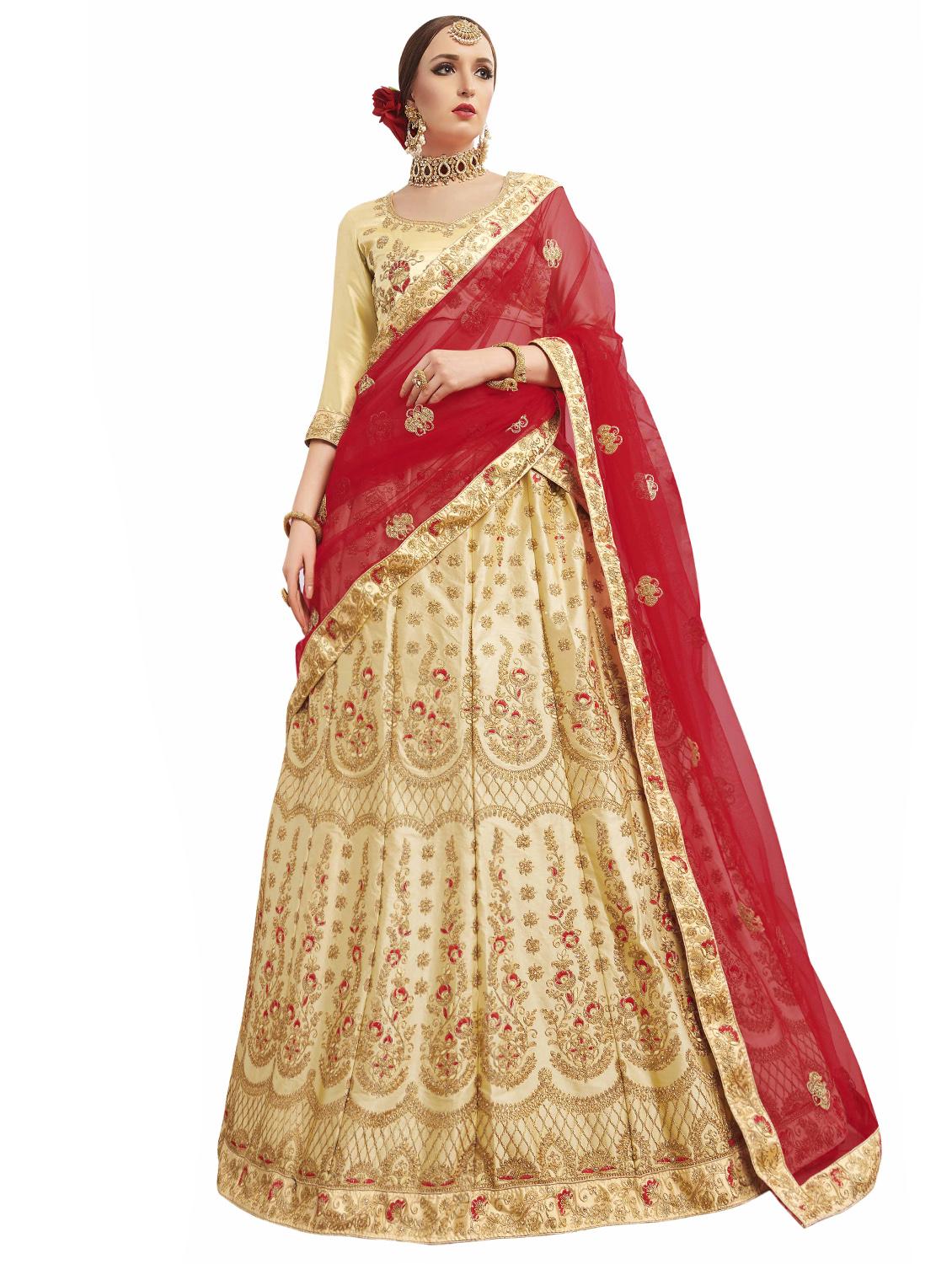 Gold embroidered a-line lehenga - 15729437 - Zoom Image - 1