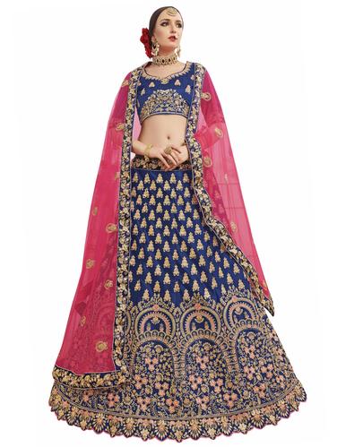 Gold embroidered a-line lehenga - 15729438 - Very Small Image - 1