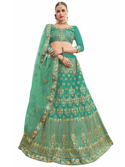gold embroidered a-line lehenga - 15729440 - Standard Image - 1