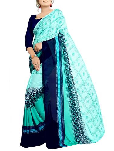 geometrical printed saree with blouse - 15729442 - Very Small Image - 1