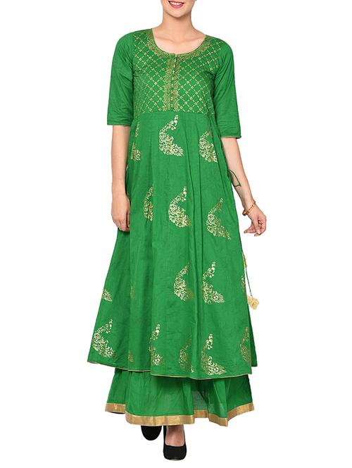 Layered foil print kurta - 15729529 - Standard Image - 1