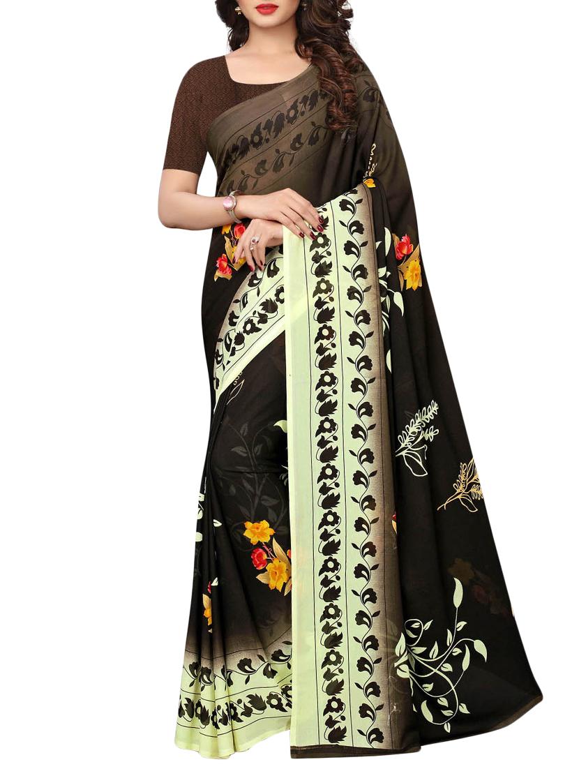 floral printed saree with blouse - 15729573 - Zoom Image - 1