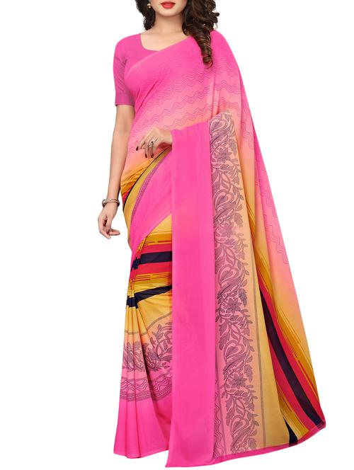 striped printed saree with blouse - 15729577 - Standard Image - 1