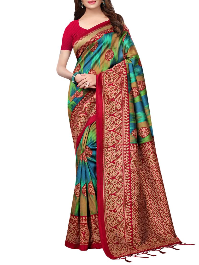 geometrical printed saree with blouse - 15729585 - Zoom Image - 1