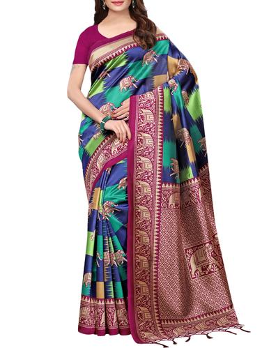 conversational printed saree with blouse - 15729591 - Very Small Image - 1