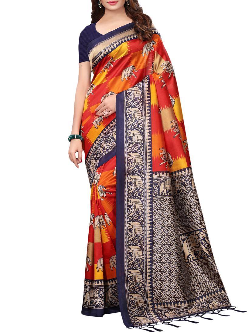 conversational printed saree with blouse - 15729592 - Zoom Image - 1