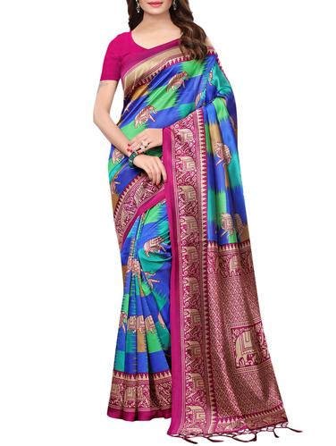 conversational printed saree with blouse - 15729594 - Very Small Image - 1