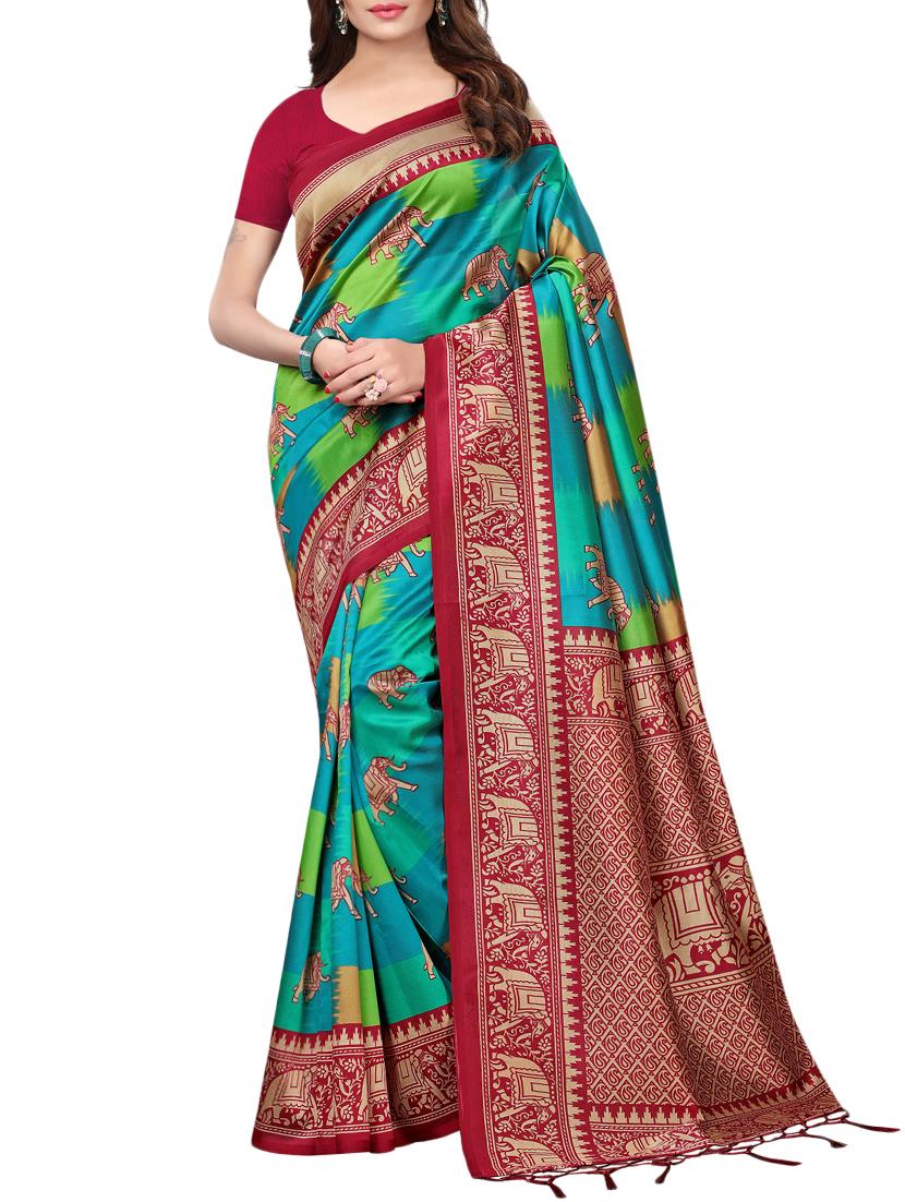 conversational printed saree with blouse - 15729595 - Zoom Image - 1