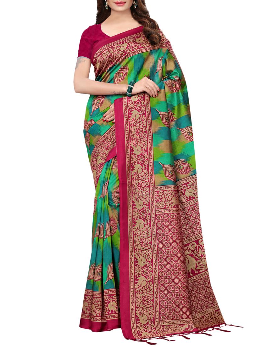conversational printed saree with blouse - 15729598 - Zoom Image - 1