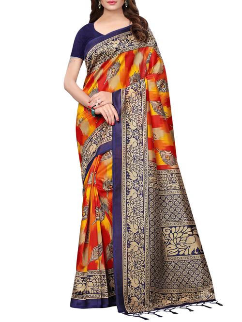 conversational printed saree with blouse - 15729599 - Standard Image - 1