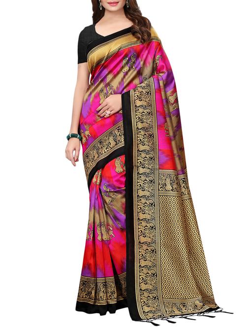 conversational printed saree with blouse - 15729603 - Standard Image - 1