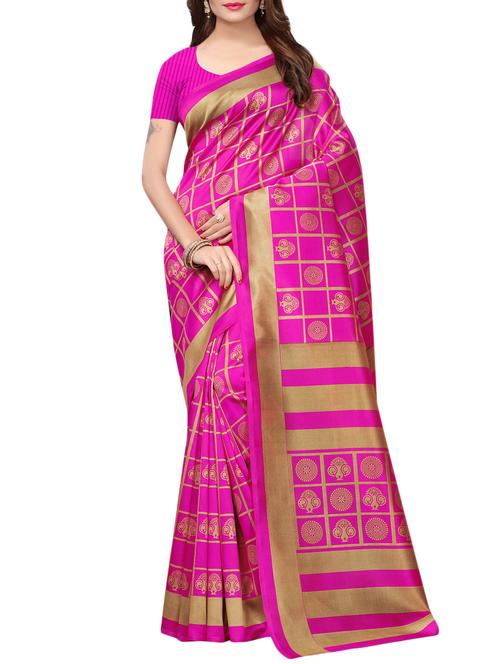 checkered printed saree with blouse - 15729605 - Standard Image - 1