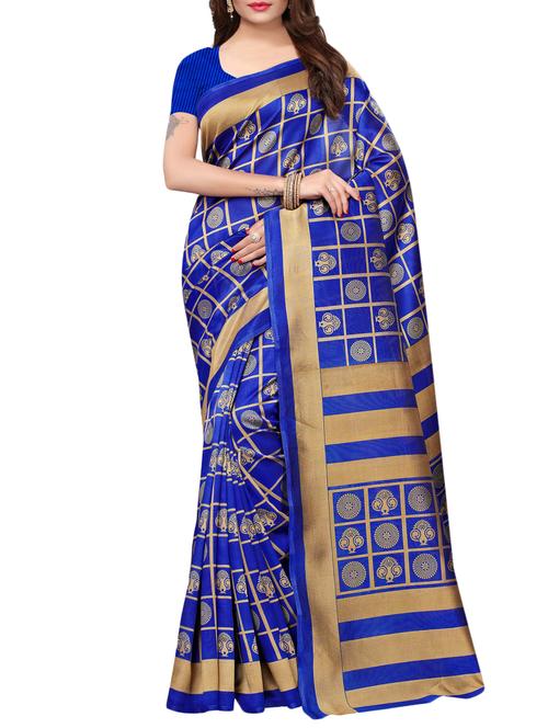 checkered printed saree with blouse - 15729607 - Standard Image - 1