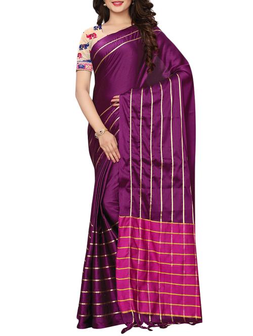striped bordered saree with blouse - 15729623 - Standard Image - 1