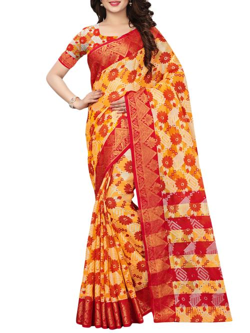 floral woven saree with blouse - 15729624 - Standard Image - 1