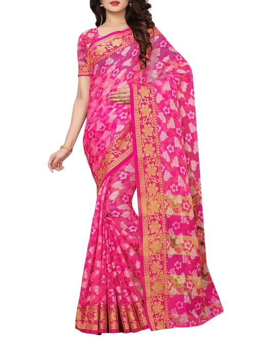 floral woven saree with blouse - 15729629 - Standard Image - 1