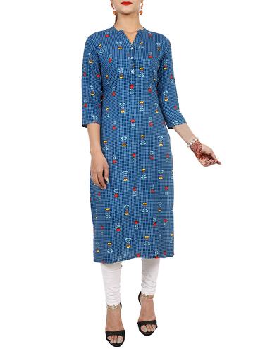 Checkered straight kurta - 15729632 - Very Small Image - 1
