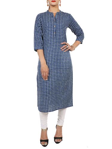 Checkered straight kurta - 15729640 - Very Small Image - 1