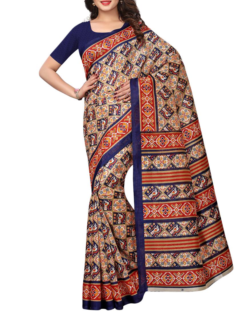 geometrical bhagalpuri saree with blouse - 15729655 - Zoom Image - 1