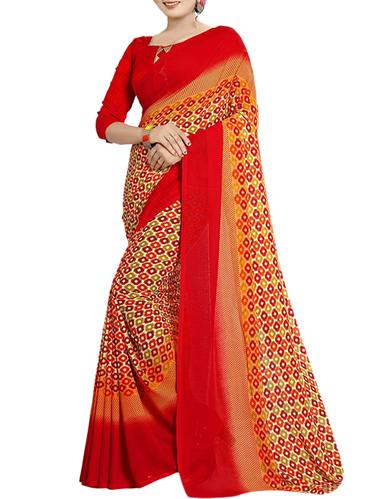 geometrical printed saree with blouse - 15729724 - Very Small Image - 1