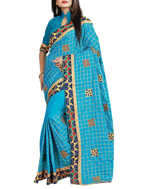 geometrical resham embroidered saree with blouse - 15729731 - Standard Image - 1