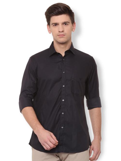 black cotton blend casual shirt - 15729835 - Standard Image - 1