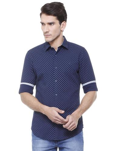 navy blue cotton casual shirt - 15729838 - Very Small Image - 1