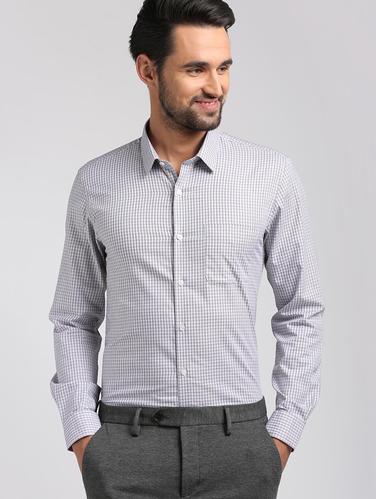 grey cotton formal shirt - 15729846 - Very Small Image - 1